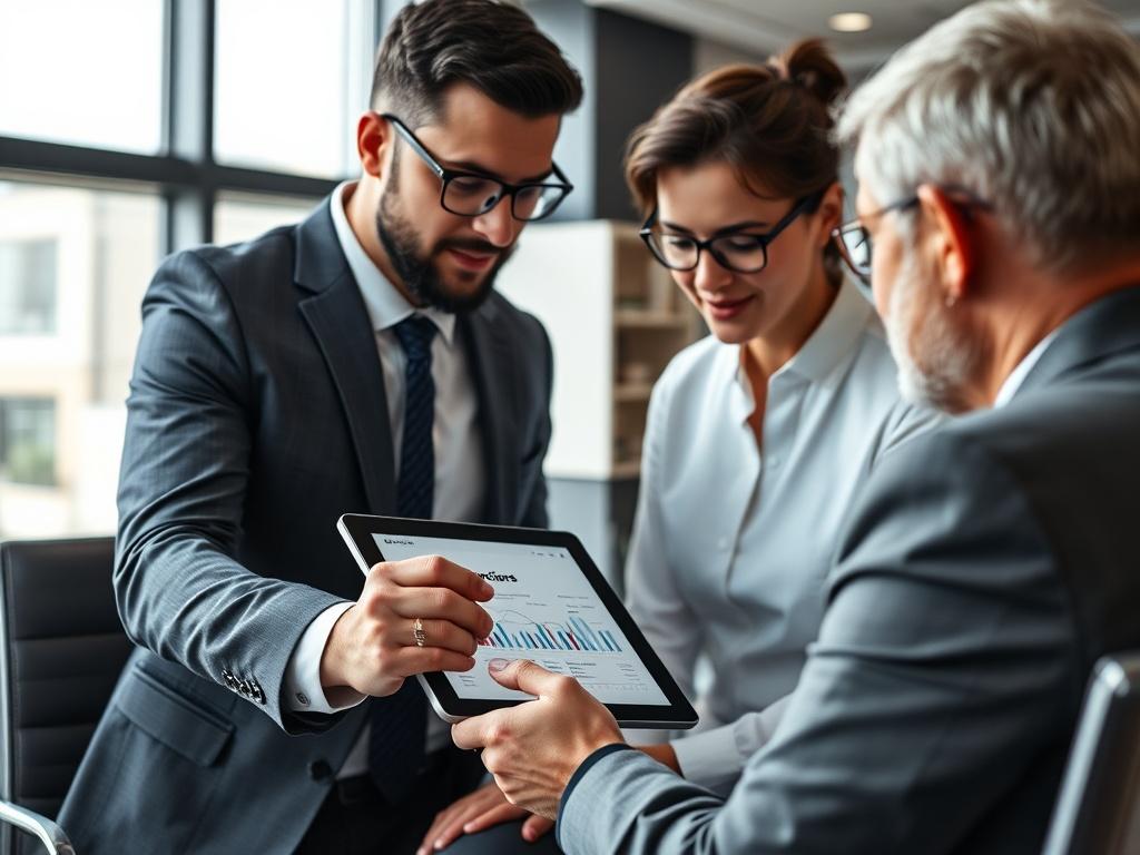 A high resolution image of a financial advisor presenting tailored