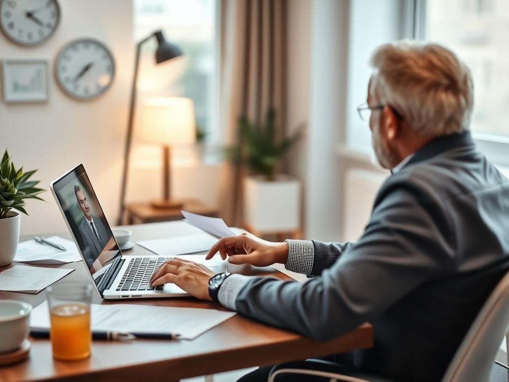 A warm image of a financial advisor on a video