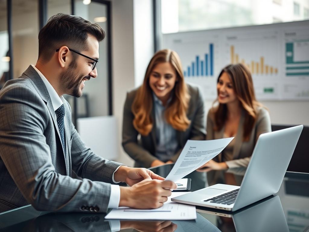 A close up shot of a professional mortgage advisor discussing