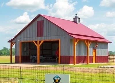 Professional metal barn structure in Texas landscape