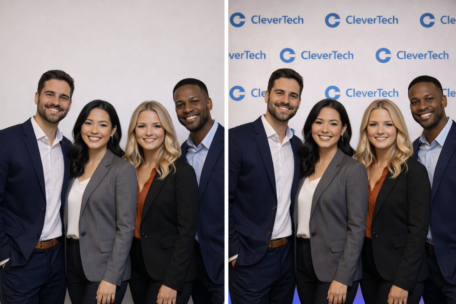 Corporate Event Before and After Photo Booth Comparison