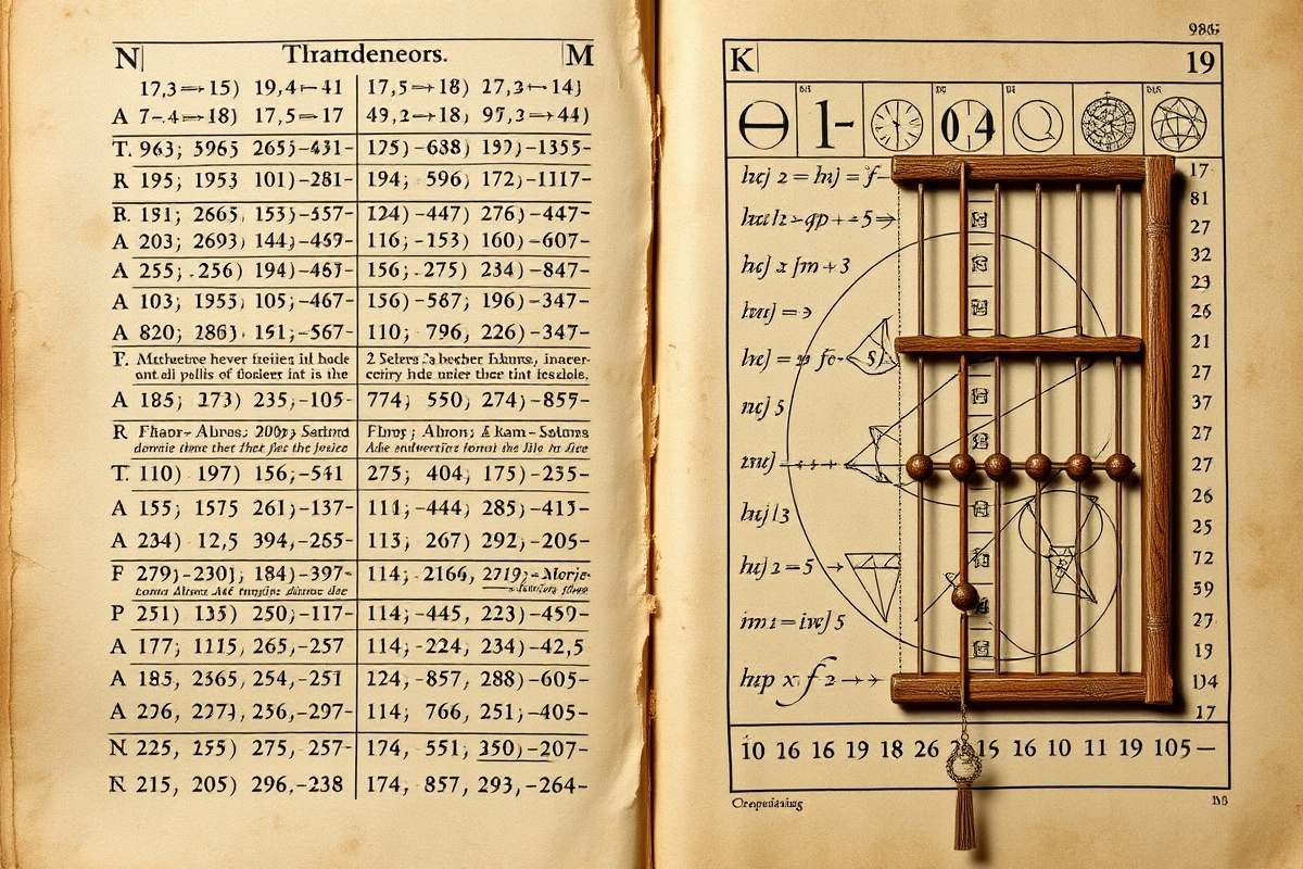 Ancient mathematical texts with numbers and calculations