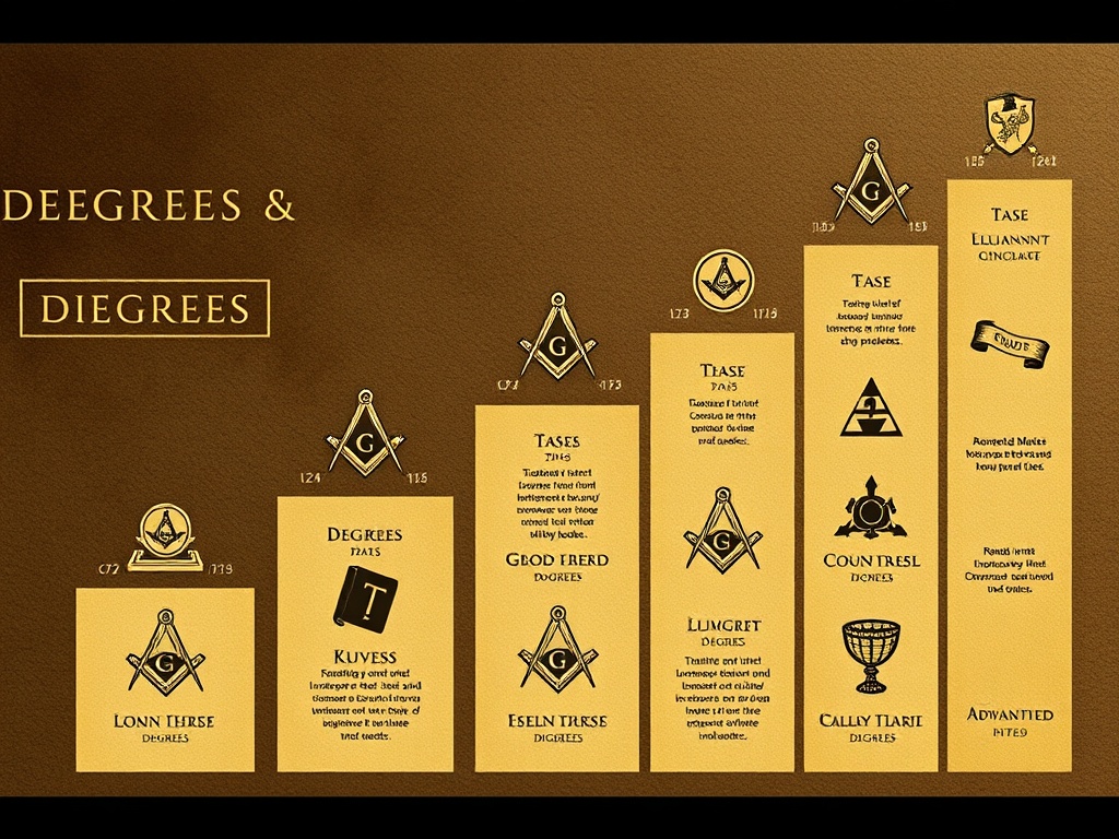 Progressive degrees and advancement system visualization with Masonic imagery
