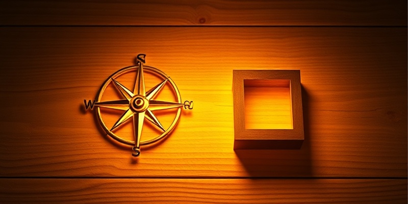 Symbols of core values including compass and square representing integrity and character