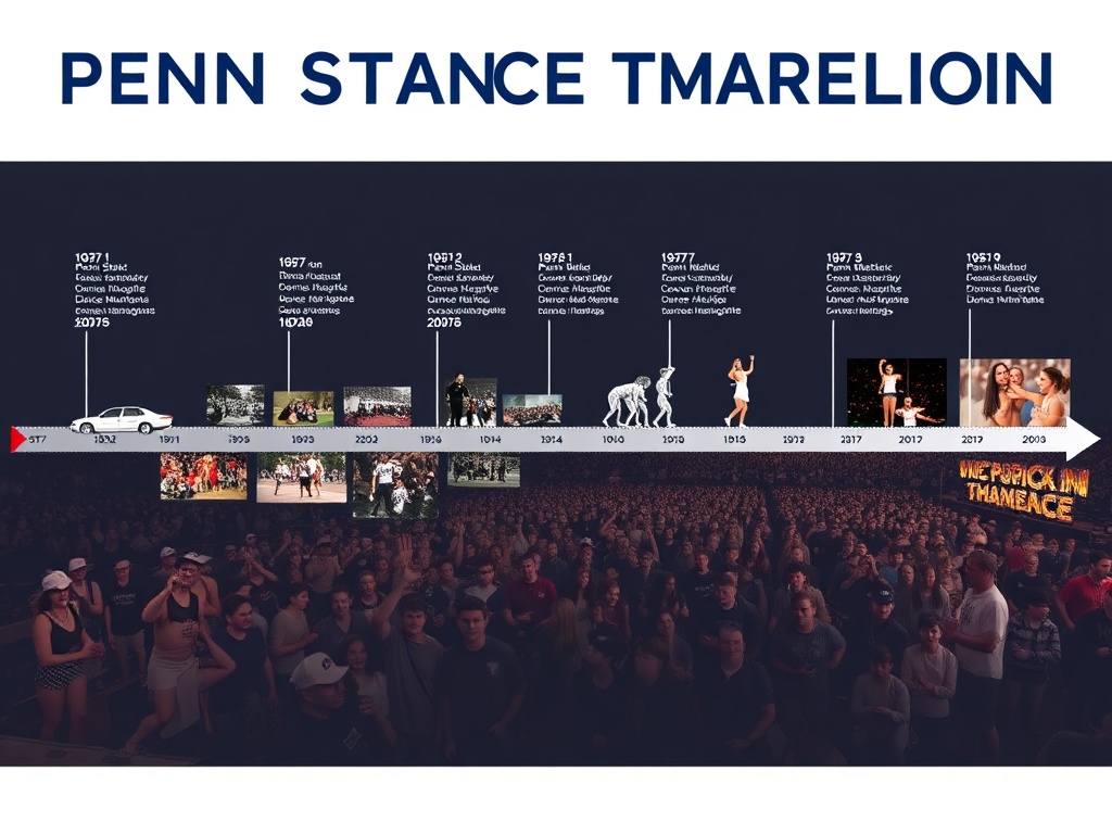Historical timeline of Penn State Dance Marathon evolution from 1977 to present showing growth and milestones