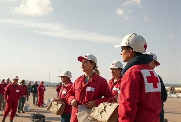 Cold War era Red Cross workers providing humanitarian aid and support across divided nations during global tensions