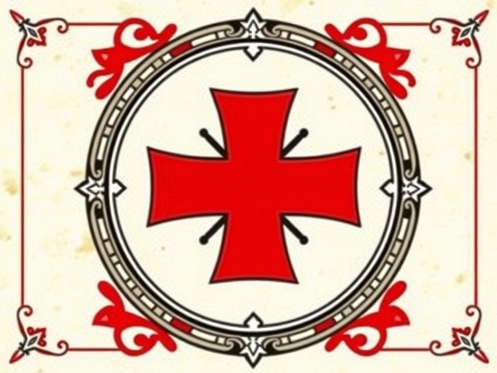 Order of the Red Cross emblem with red cross symbol and sacred geometry