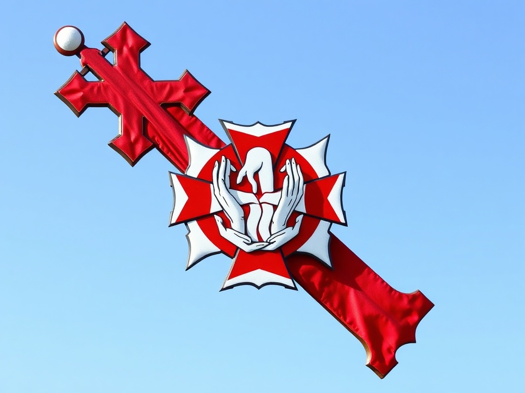 Order of Malta eight-pointed cross emblem with humanitarian symbolism
