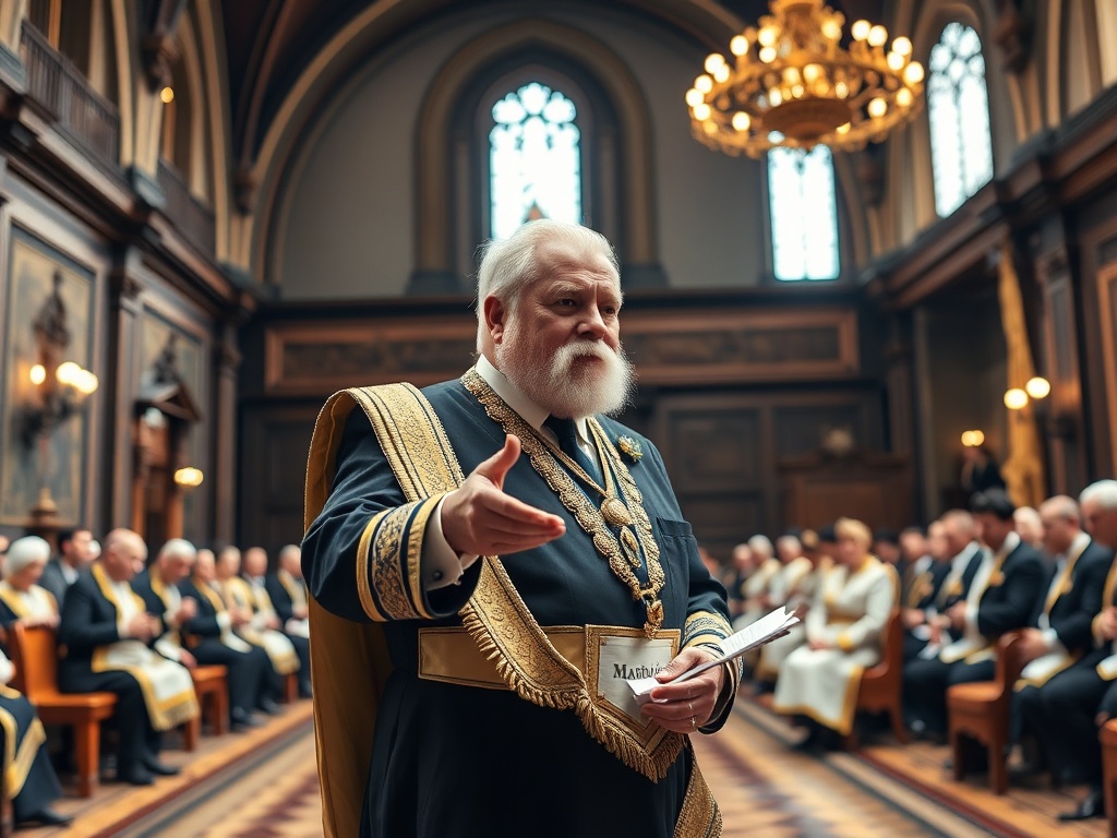 Pursuivant managing lodge proceedings and directing members with authority and courtesy