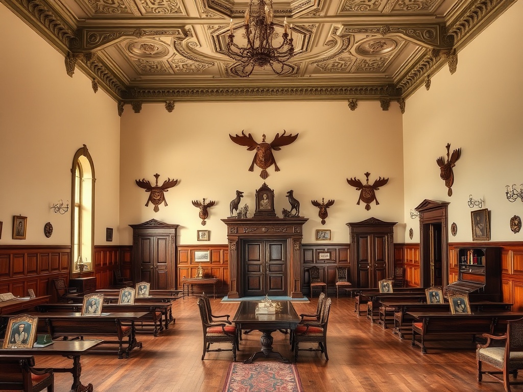 Historical Moose lodge meeting hall with fraternal traditions