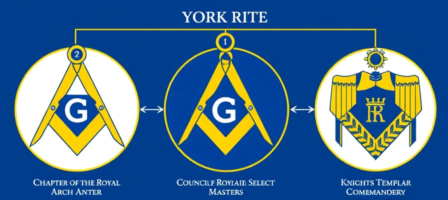 York Rite system diagram showing Chapter, Council, and Knights Templar bodies