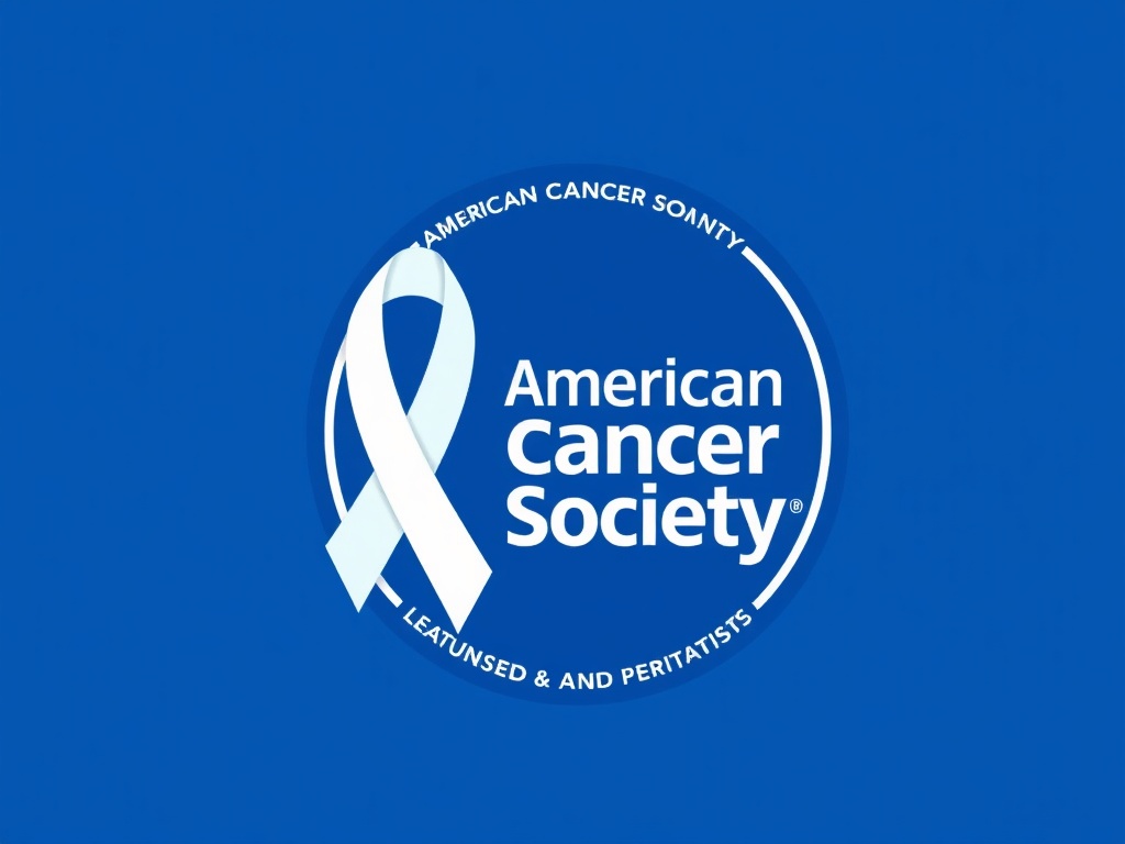 American Cancer Society emblem and logo with cancer ribbon symbolism