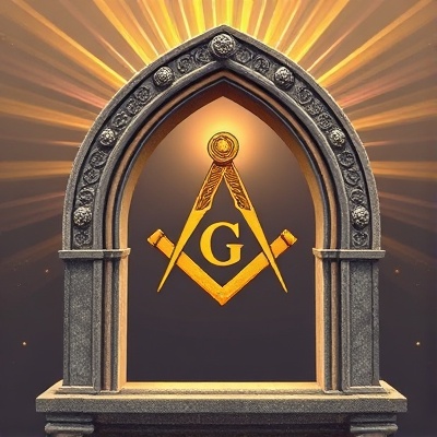Royal Arch Masonic symbol with ornate arch and triple tau