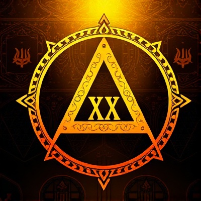 Triple Tau Masonic symbol in decorative arch