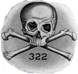 Ornate Skull and Bones emblem with Yale University elements