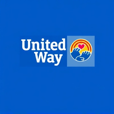 United Way logo with charitable giving symbolism and hands joining together