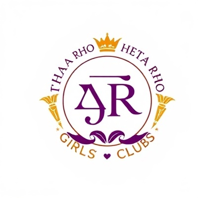 Theta Rho Girls' Clubs emblem and logo with Greek letters and feminine symbolism