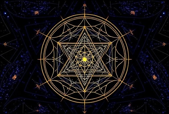 Sacred geometry and geometric forms showing golden ratio and Platonic solids