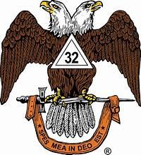 Scottish Rite double-headed eagle emblem with masonic symbols