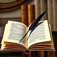 Grammar symbol - book with quill