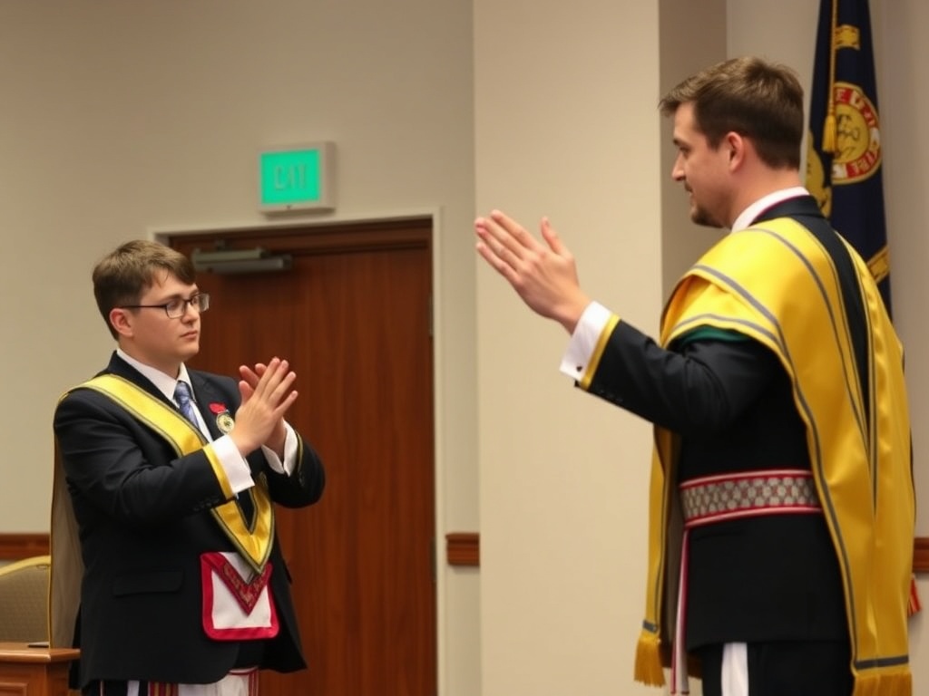 Junior Master of Ceremonies demonstrating ceremonial gestures and protocols