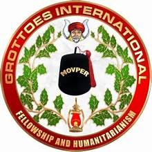 Professional Grottoes International Masonic emblem logo featuring grotto cave symbolism with Masonic elements