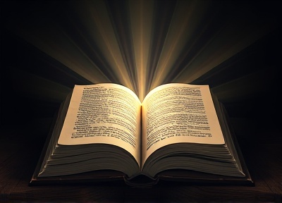 Book with light rays representing preservation of truth and sacred knowledge
