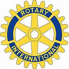 Professional Rotary International logo emblem with wheel symbol in blue, gold and silver colors