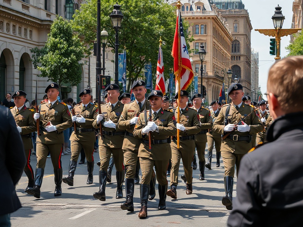 Patriarchs Militant public procession with uniformed members marching in precision formation