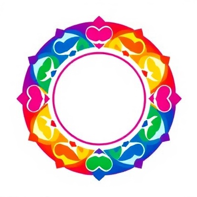 Rainbow for Girls emblem with rainbow colors and feminine symbolism
