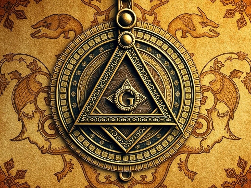 Ancient masonic wisdom visualization combining three degrees, sacred geometry, and eternal principles
