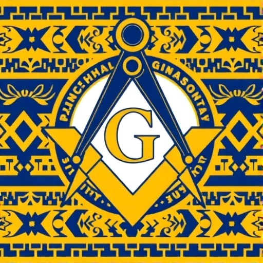 Prince Hall Masonry emblem with square and compass and African heritage elements