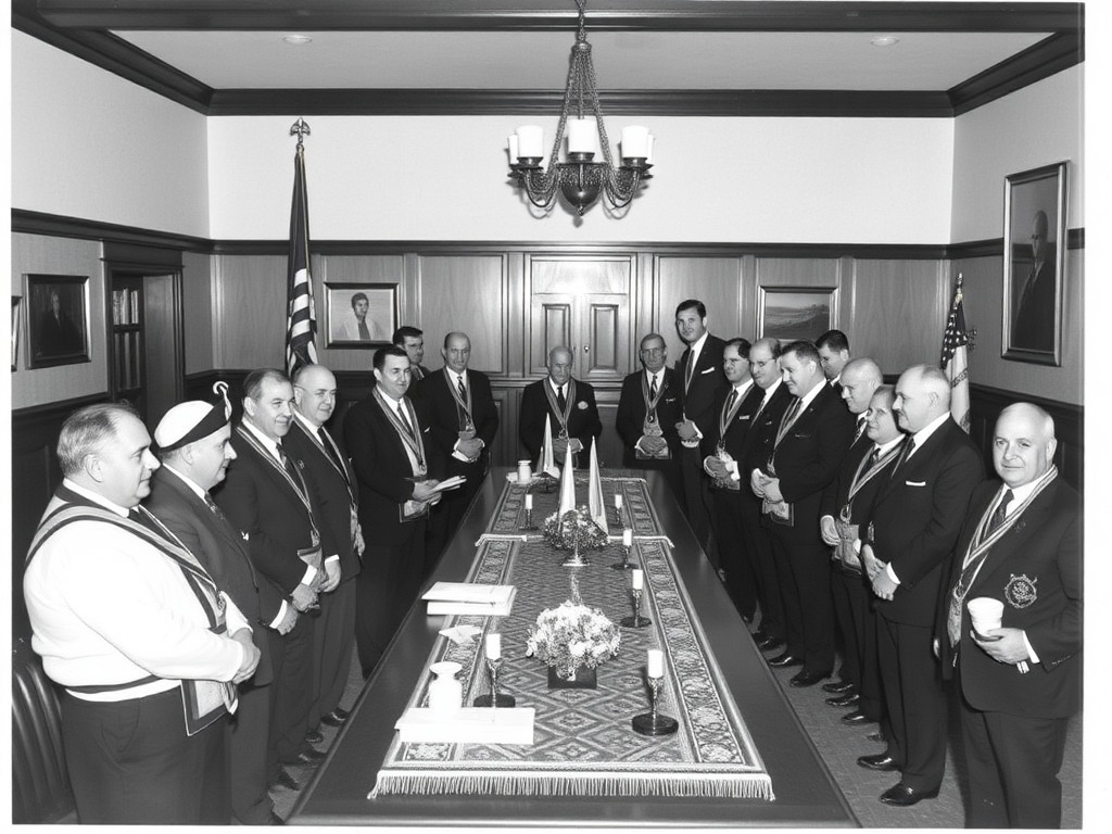 Tall Cedars of Lebanon members engaged in brotherhood, fellowship and charitable activities in a Masonic lodge setting