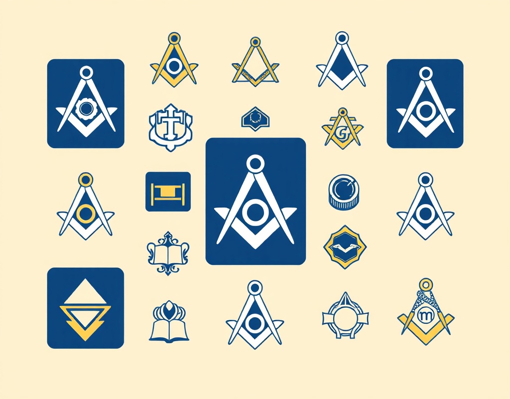 Grid of traditional Masonic symbols