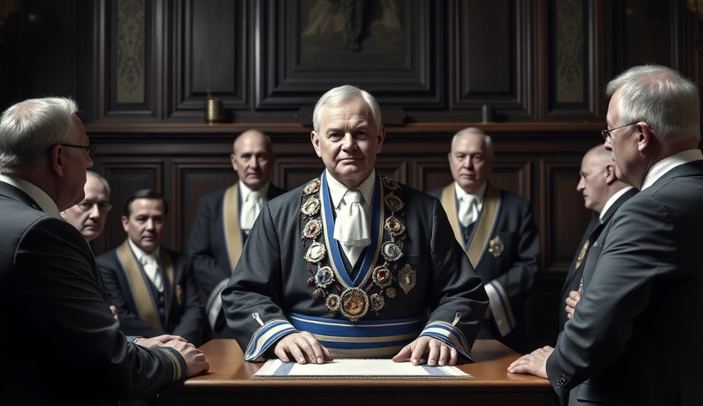 Senior Warden exercising administrative leadership and governing the lodge