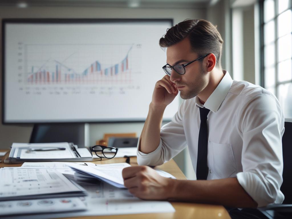 A close up shot of a thoughtful person analyzing financial
