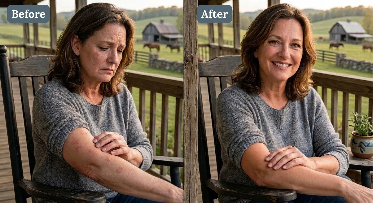 Before and after patient results showing skin improvement