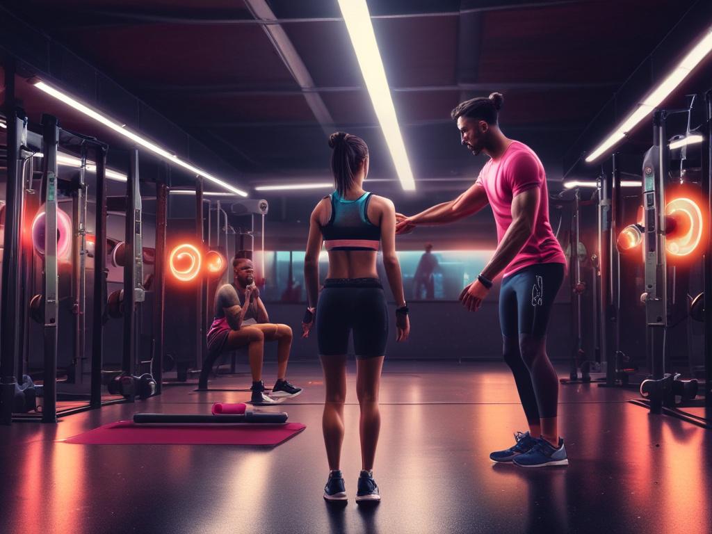 A dedicated fitness coach guiding an individual through a workout