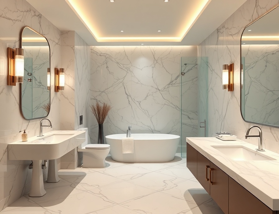 Luxury bathroom with modern design and fixtures