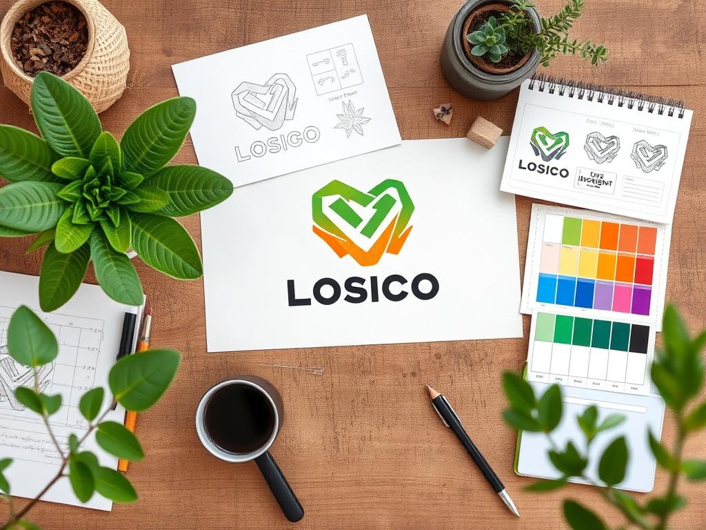 A high resolution image featuring a creative logo design process,