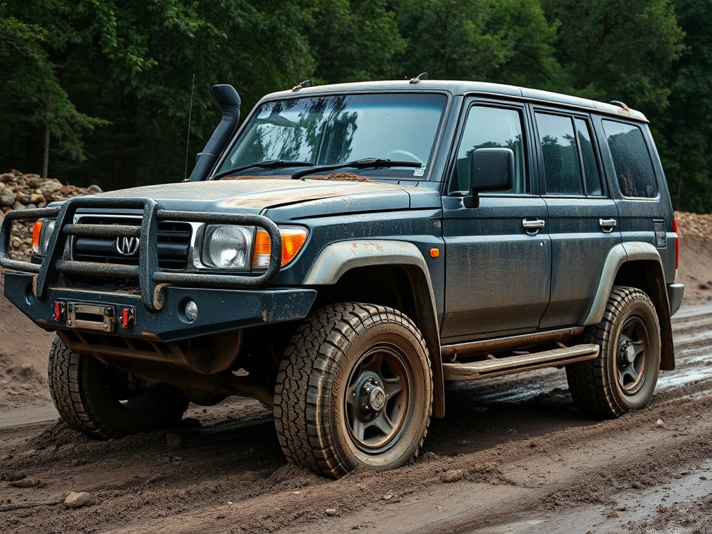 Black SUV before detailing - muddy and neglected