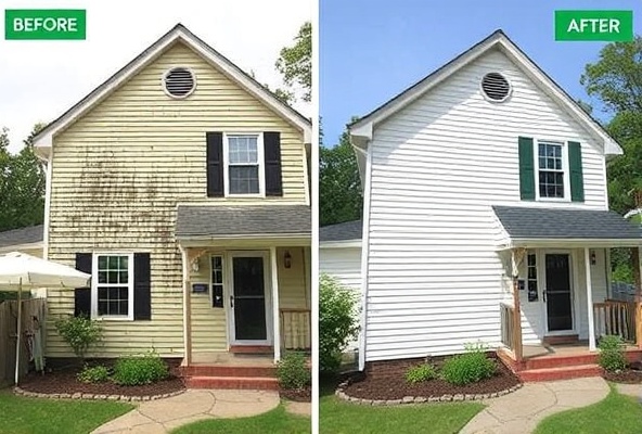 House exterior after cleaning - clean and bright