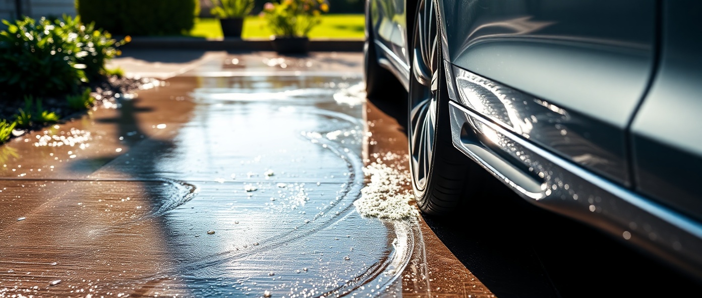 Clean driveway and detailed car
