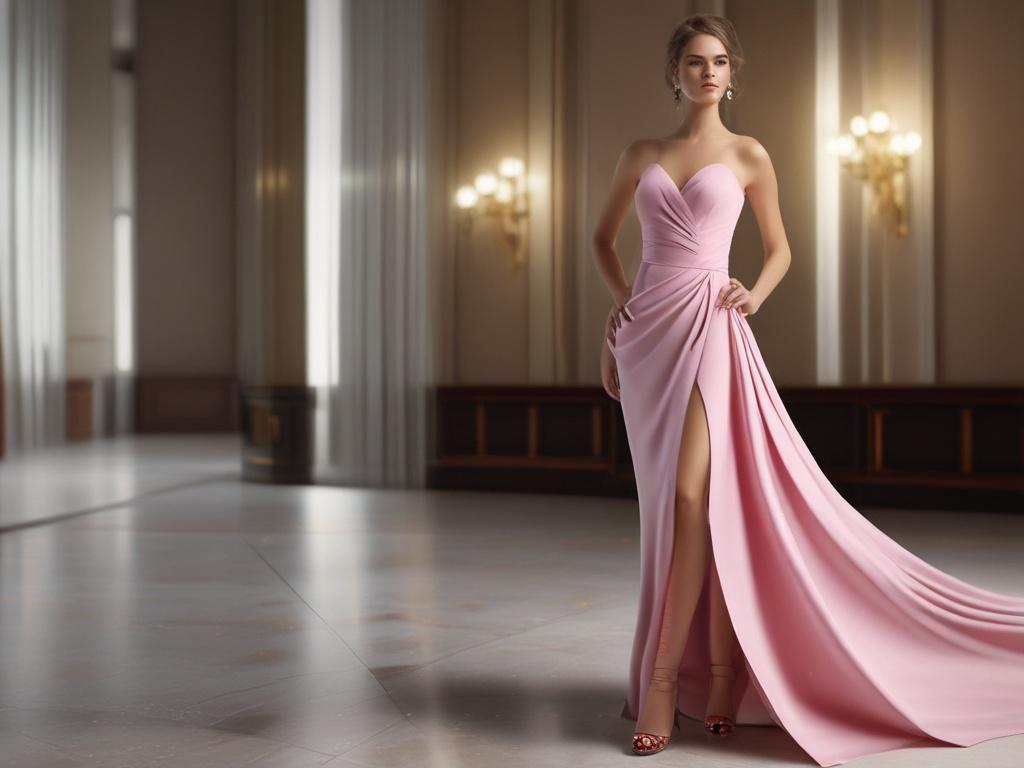 An elegant ramp model posing confidently in a fashionable outfit