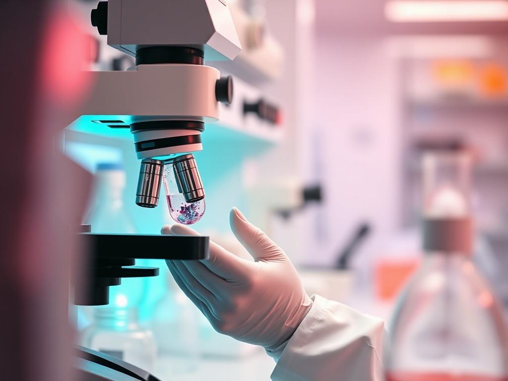 A close up shot of a laboratory setting focused on