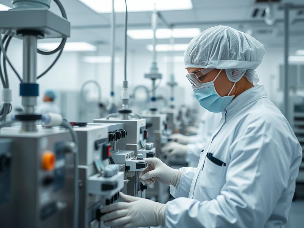 A close up shot of a modern manufacturing facility where