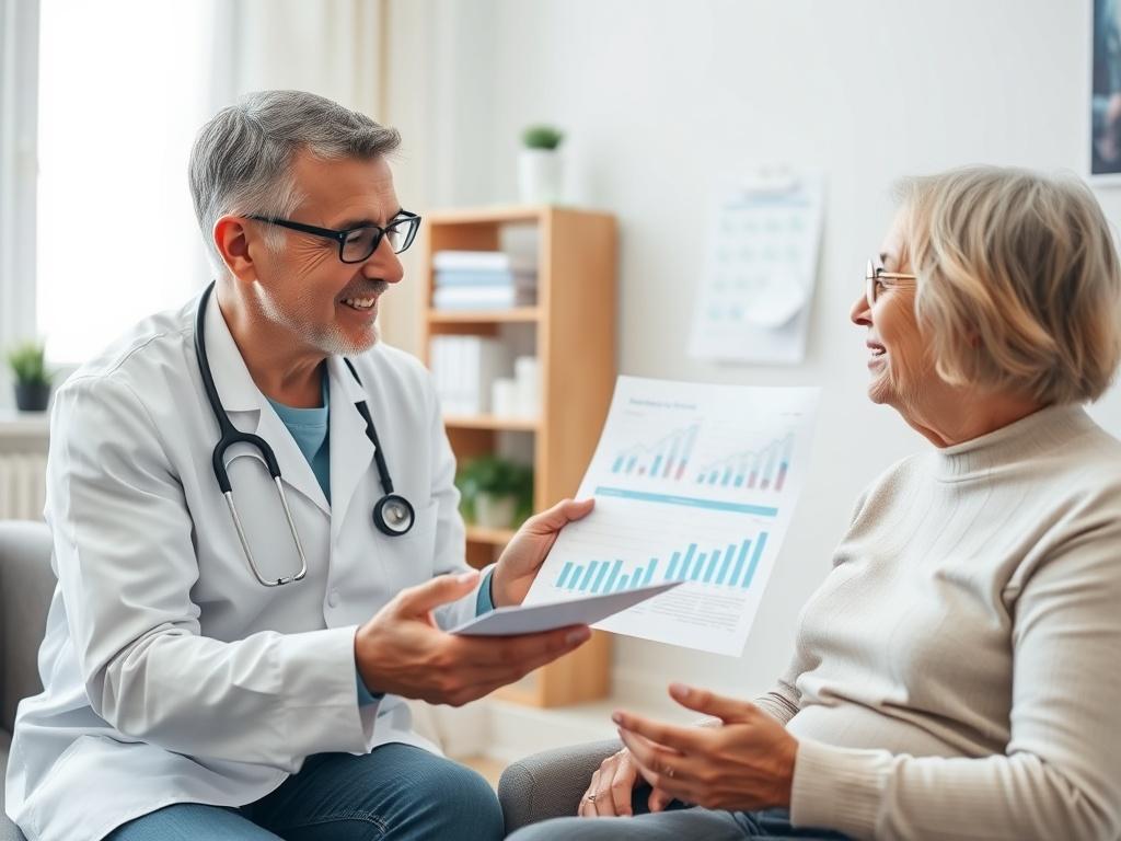 A close up shot of a healthcare professional discussing treatment