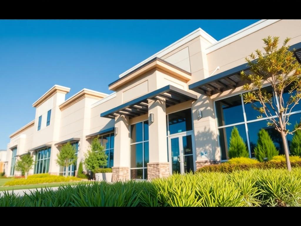 A close up shot of a well maintained commercial property