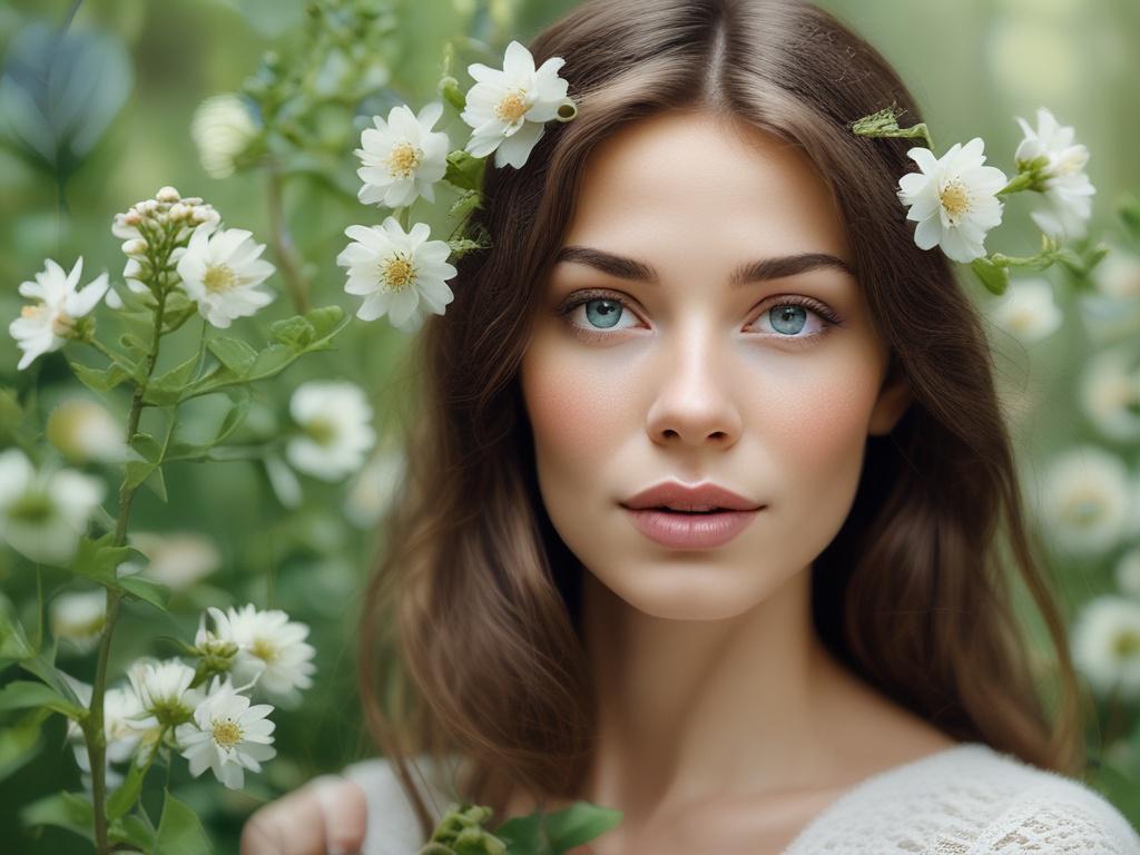 Create a realistic high-resolution image for a beauty blog titled "De bästa naturliga skönhetsprodukterna tillverkade i Schweiz." The composition should be simple and clear, showcasing a single subject: a beautifully arranged selection of natural beauty products that are representative of Swiss craftsmanship. 

Focus on a wooden countertop as the base, adorned with various elegant glass containers filled with creams, oils, and serums, all made from natural ingredients. The containers should have minimalist 