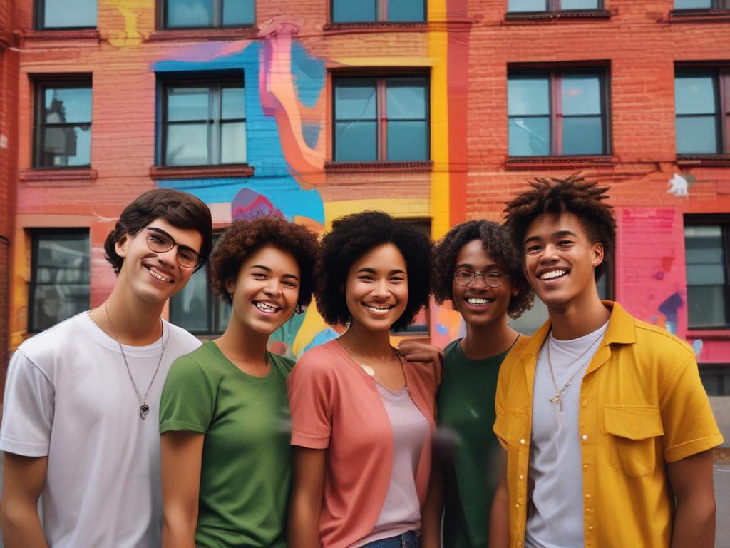 A vibrant and hopeful portrait of a diverse group of